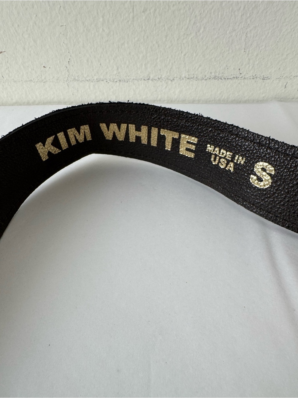 Kim White Lightning Bolt Leather Belt Black Antique Brass Small - Picture 11 of 13